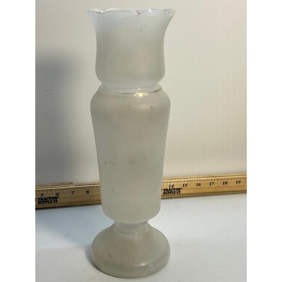 Other - Vintage MP Art Pottery Tall White Vase Pedestal Base Scalloped Rim 17 Inch